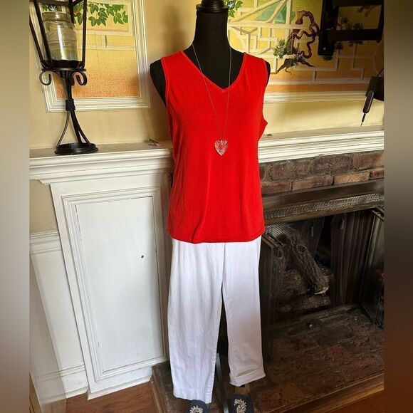 Chico's Sweaters - Chico’s orange sleeveless light weight spun rayon V-neck tank EUC size 1 (8-10)